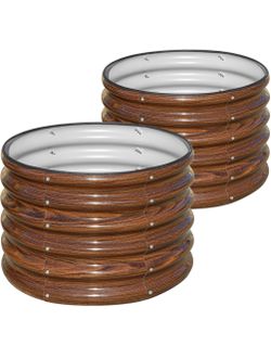2×2x1.5 FT 2 PCS Round Raised Garden Bed for Outdoor, Brown