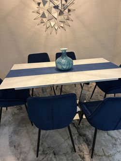 Modern Frosted Glass Dining Set For 6 +