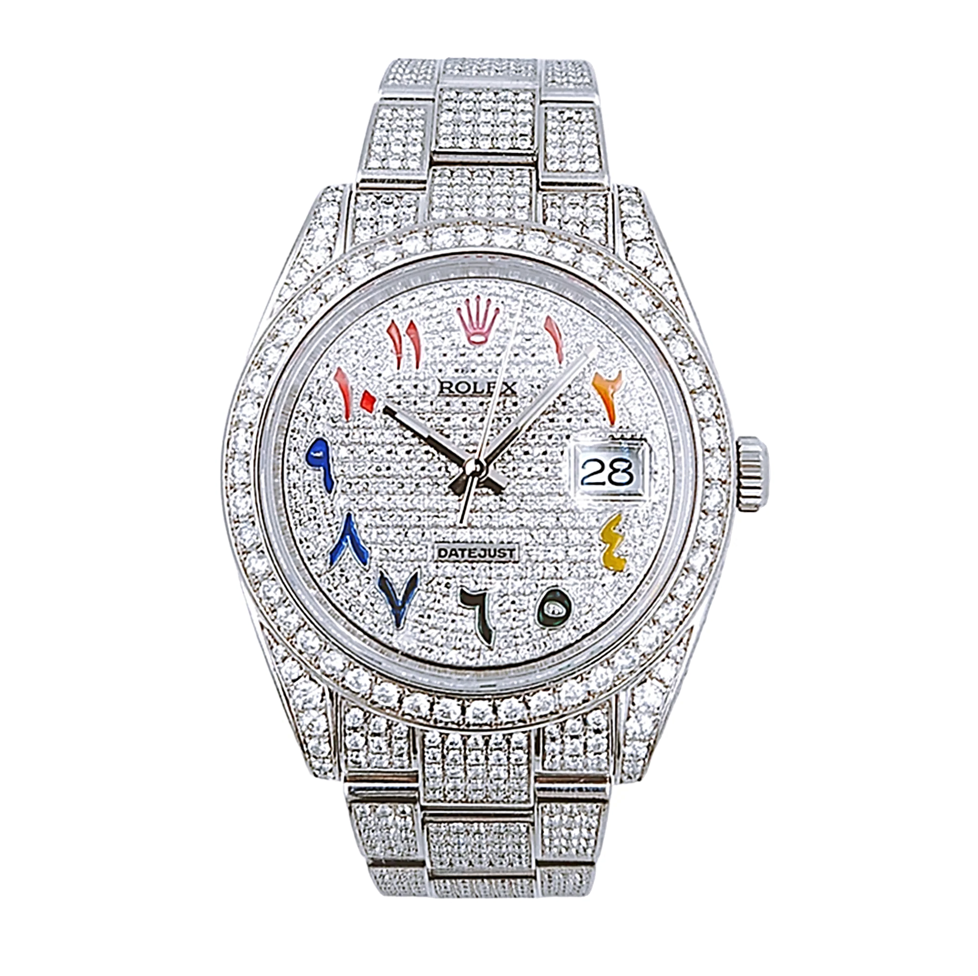 Men's Rolex 40mm DateJust Diamond Bracelet / Stainless Steel Watch with Diamond Dial and Diamond Bezel. (WR-1920)