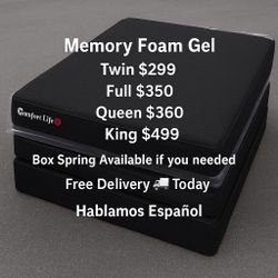 🛌 Queen Mattress Memory Foam + Box Spring – Free Delivery Today