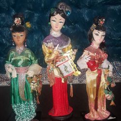 Vintage China Dolls Lot (3) In Beautiful Detail!