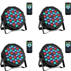 LED Stage DJ Par Lights: RGB 36 LED Uplights with Sound Activated Remote Control - Strobe Light for Parties Events Church Bar Wedding Dance Club DMX L