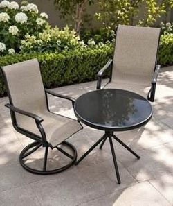 New Assembled Outdoor 3 Pieces Dining Chairs w/ High Back & Coffee Table