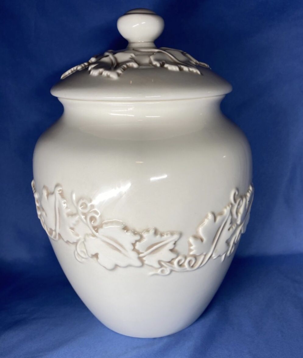 Antique white glass cookie jar