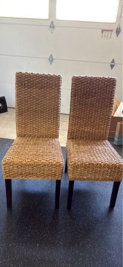 Woven Seagrass Dining Chairs Set of 2