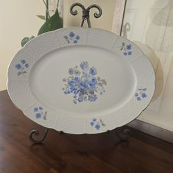 1950s–1960s Bohemian China Rhineland Serving Platter – Blue Floral 12.5"