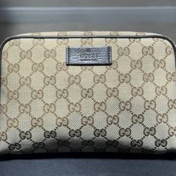 Gucci Belt Bag Fanny Pack GG Waist Brown Beige Canvas Clutch