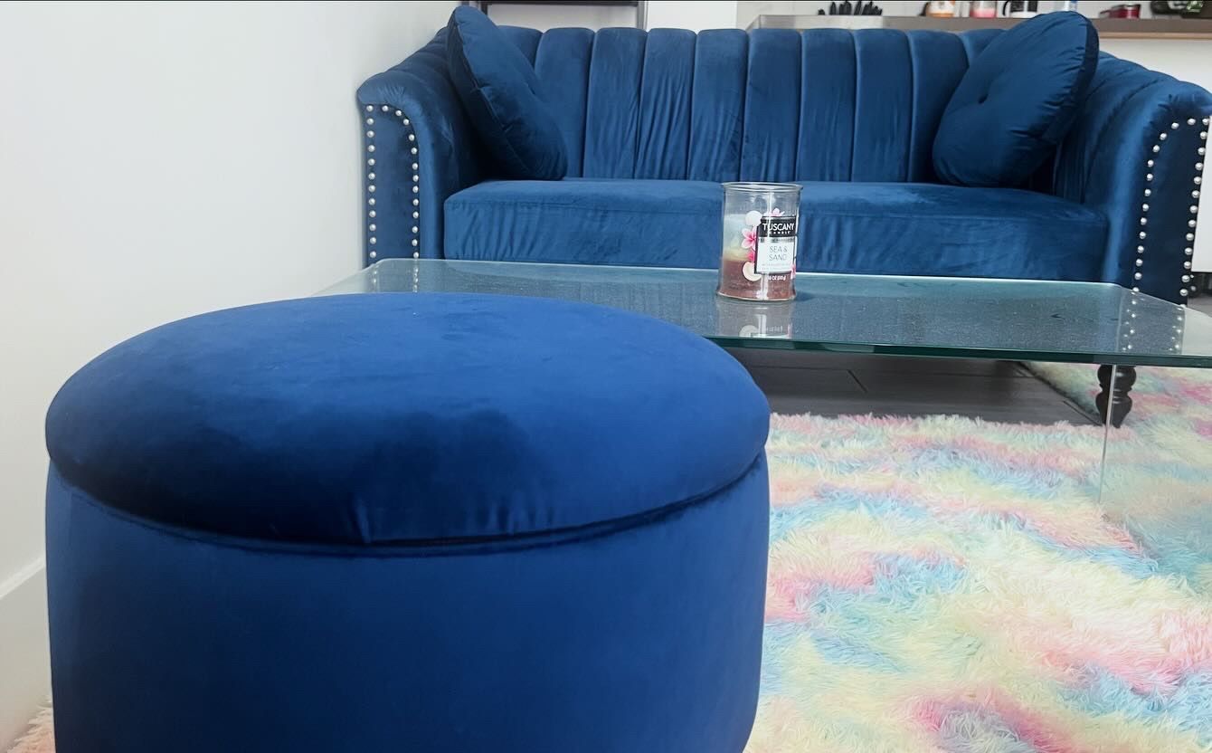 Royal Blue Velvet Couch