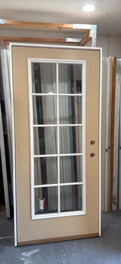 Pre-Hung Exterior Front Door Unit - 10-Lite Glass Insert (Woodgrain Finish)⁠ 36x79
