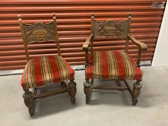 Antique Carved Oak Dining Chairs