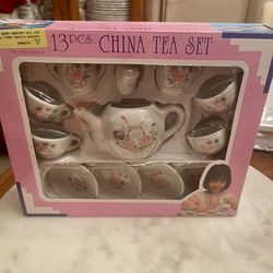 New in box vintage kids ceramic china tea set