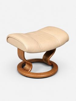 Scandinavian Modern "Stressless" Tan Leather Ottoman by Ekornes - Delivery Available