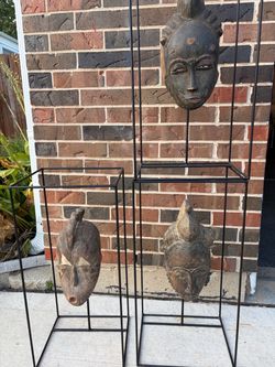 African Tribal Carved Wood Masks Set of 3