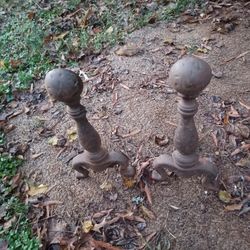 Antique Iron Andirons pair