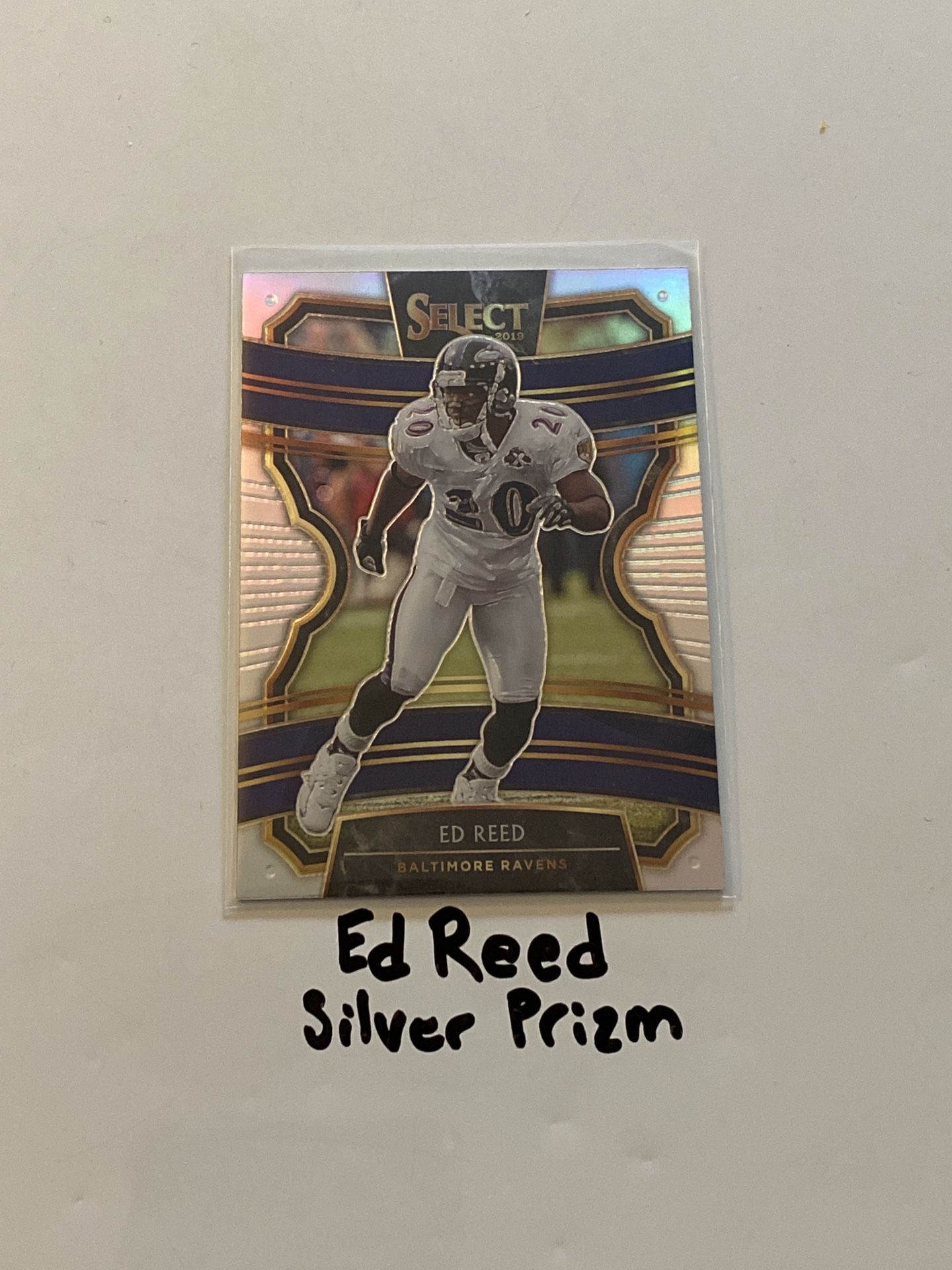 Ed Reed Baltimore Ravens Hall of Fame Safety Short Print Silver Prizm Insert Card. 