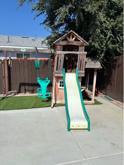 Wooden Kids Playset with Slide and Swing
