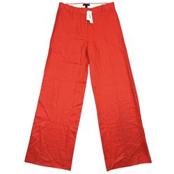 NEW Magaschoni Red Linen Pants Women’s Size Large  Wide Leg Trousers NWT