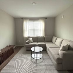Round Black Coffee Table for Living Room, 2-Tier Glass Top