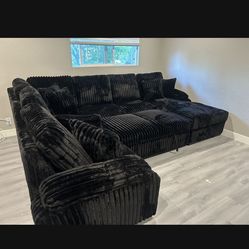 Brand new comfy pullout corduroy sectional set