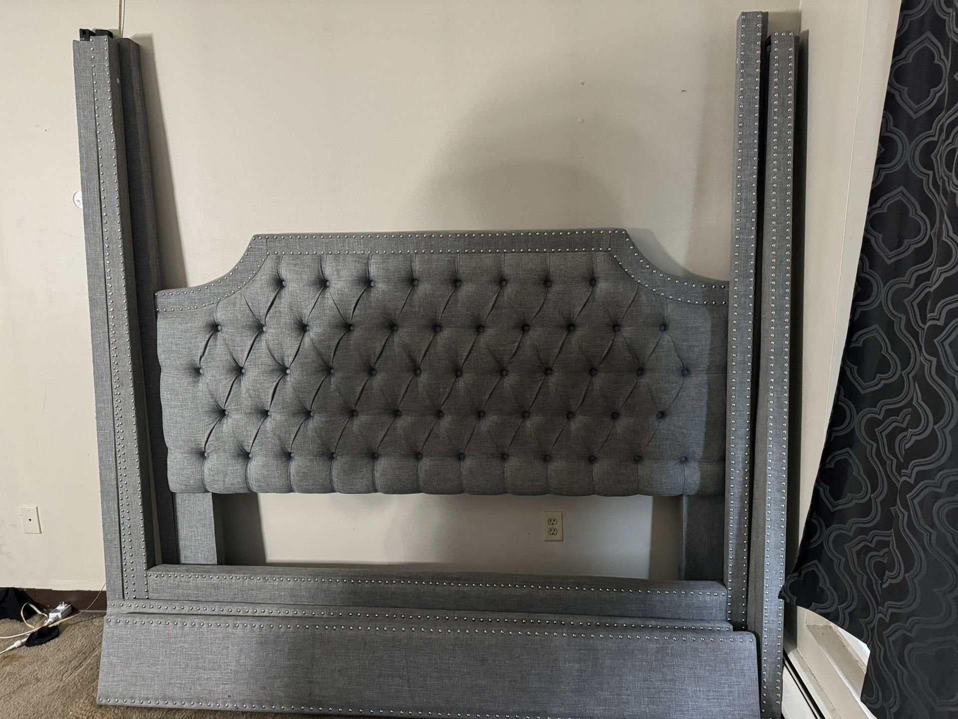 California King Bed Frame And Black Mirror