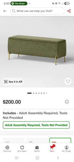 Threshold brand velvet olive green storage bench
