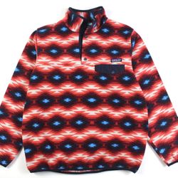 Patagonia Womens Desert Aztec Pattern Print Synchilla Snap T Fleece Size Large