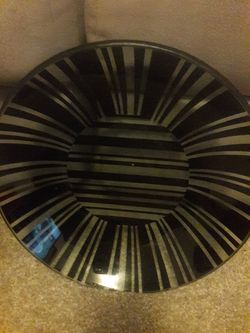 Glass striped serving bowl