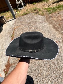 Atwood 4X Black Felt Cowboy Hat Size 6 7/8 w/ Hard Hat Case