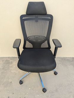 Black Office Chair With Armrests Headrest Adjustable