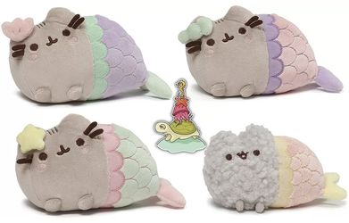 GUND Pusheen The Cat and Stormy as Mermaids Collection of 4 Mini Plush Toys 3-4"