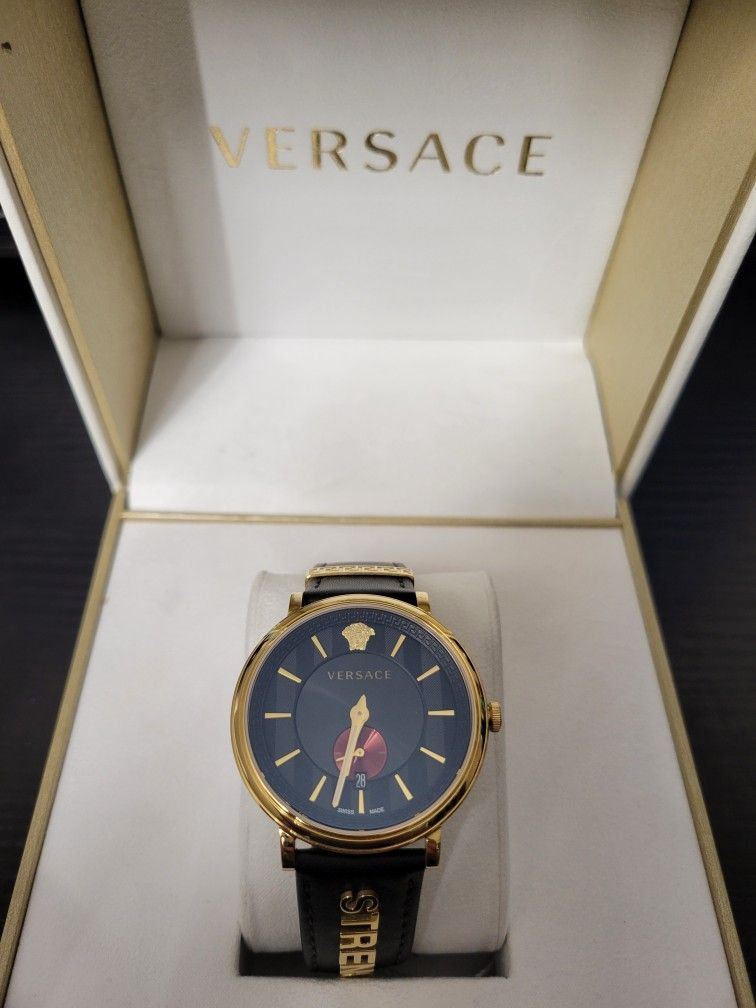 🔥FULL SET Versace V-Circle VBQ050017 42mm Quartz Watch BEAUTIFUL!