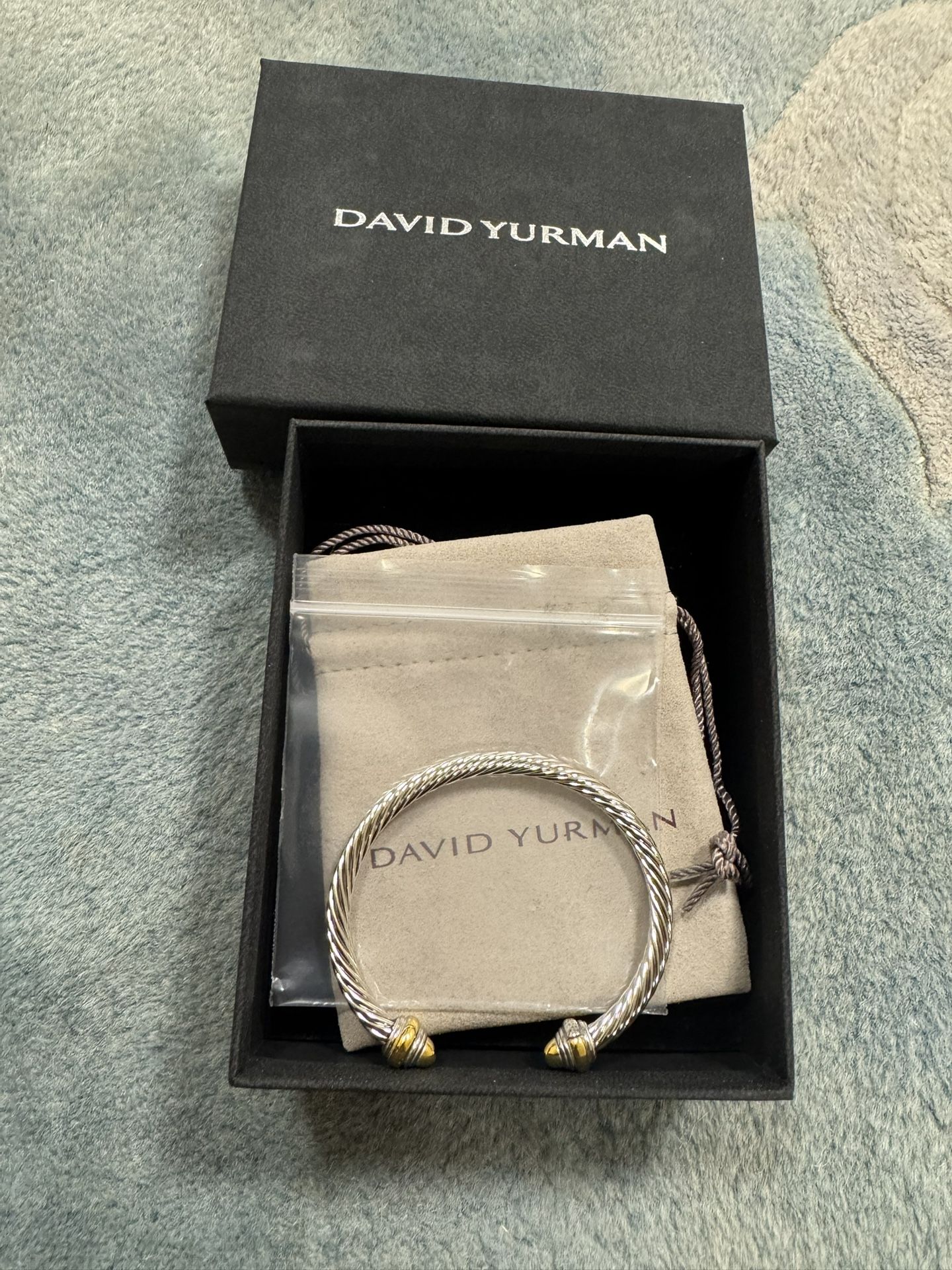 David Yurman 925 Sterling Silver/ 14 K Gold Cable Bracelet
