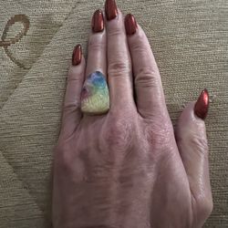 Rainbow Quartz & Turkish Silver Ring 