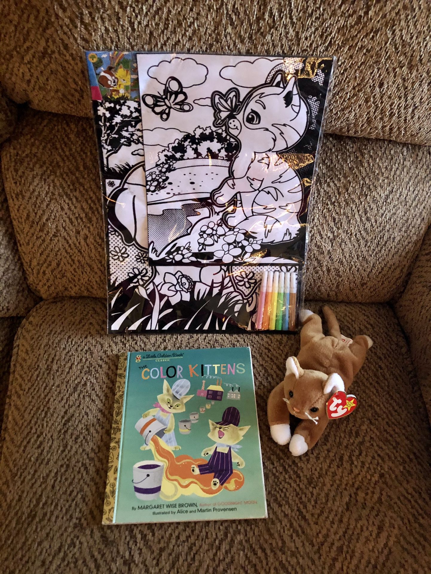 Cat Plush Toy, Book And New Coloring Poster