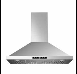 Brand New 30 in. 500 CFM Ductless Convertible Wall Mount Range Hood in Stainless Steel with LED Lights, Filter and Touch Control