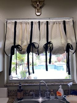 Balloon Curtain Roman Bows Kitchen Sink Waverly Elegant Drapes