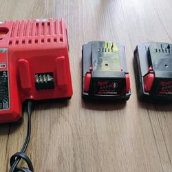 Milwaukee Charger And 2 Batteries