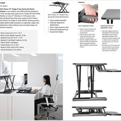 37" Classic Standing Desk Converter - Large Tabletop with Tablet Holder