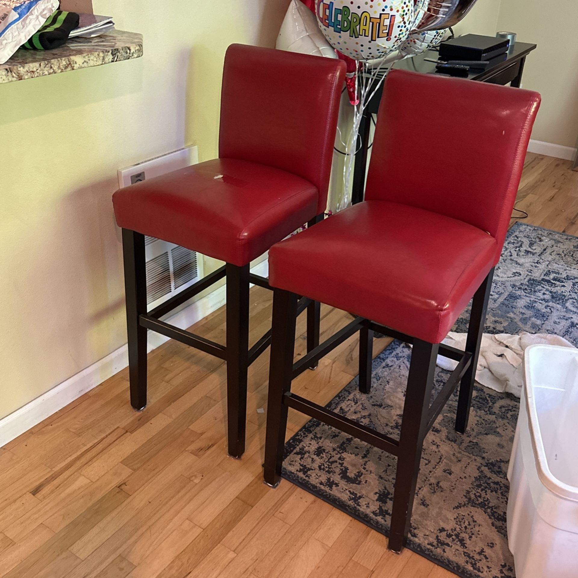 2 Red Bar Stools