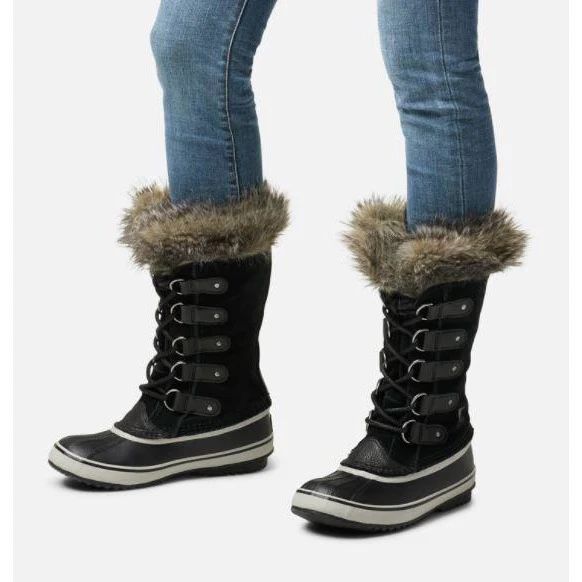 Sorel Joan of Arc Snow Boots Womens Size 9 Black Waterproof Winter Faux Fur Lace