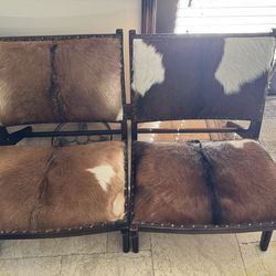 Wood cowhide chairs