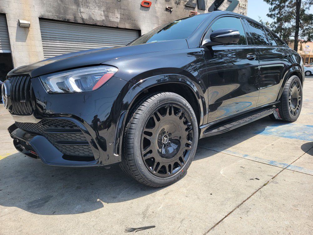 22" New Staggerd Gloss Black MONOBLOCK Wheels & New Tires For MERCEDES BENZ GLE43 Coupe Or GLC300 Coupe 
