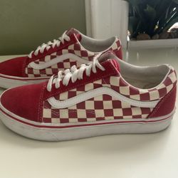 VANS Old Skool Red Checkered Vans. Womens size 8.5. Mens size 7.0