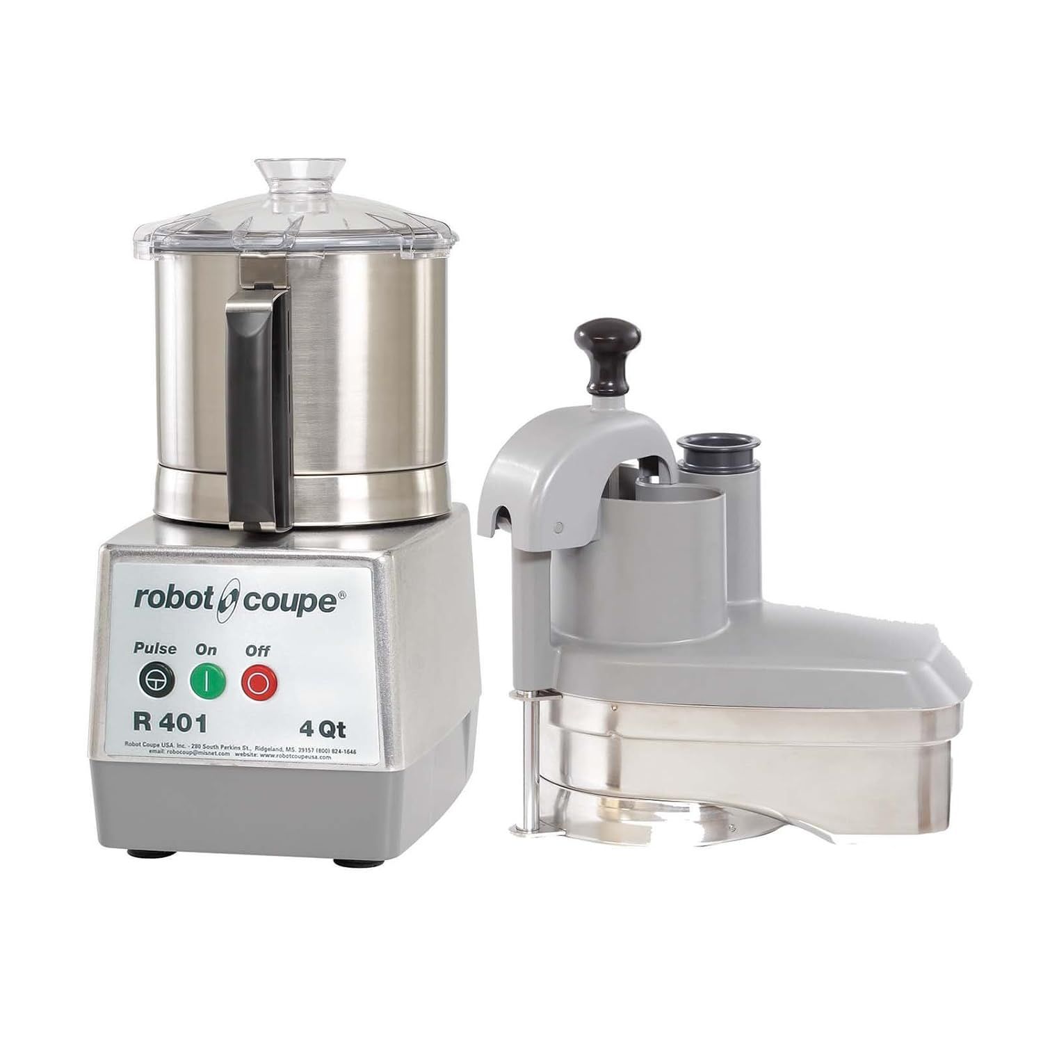 Robot Coupe R401 Single-Speed 4.5-Quart Combination Continuous Feed Commercial Food Processor, 120v, Grey