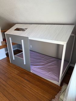 Kids House-Shaped Loft Bed Frame
