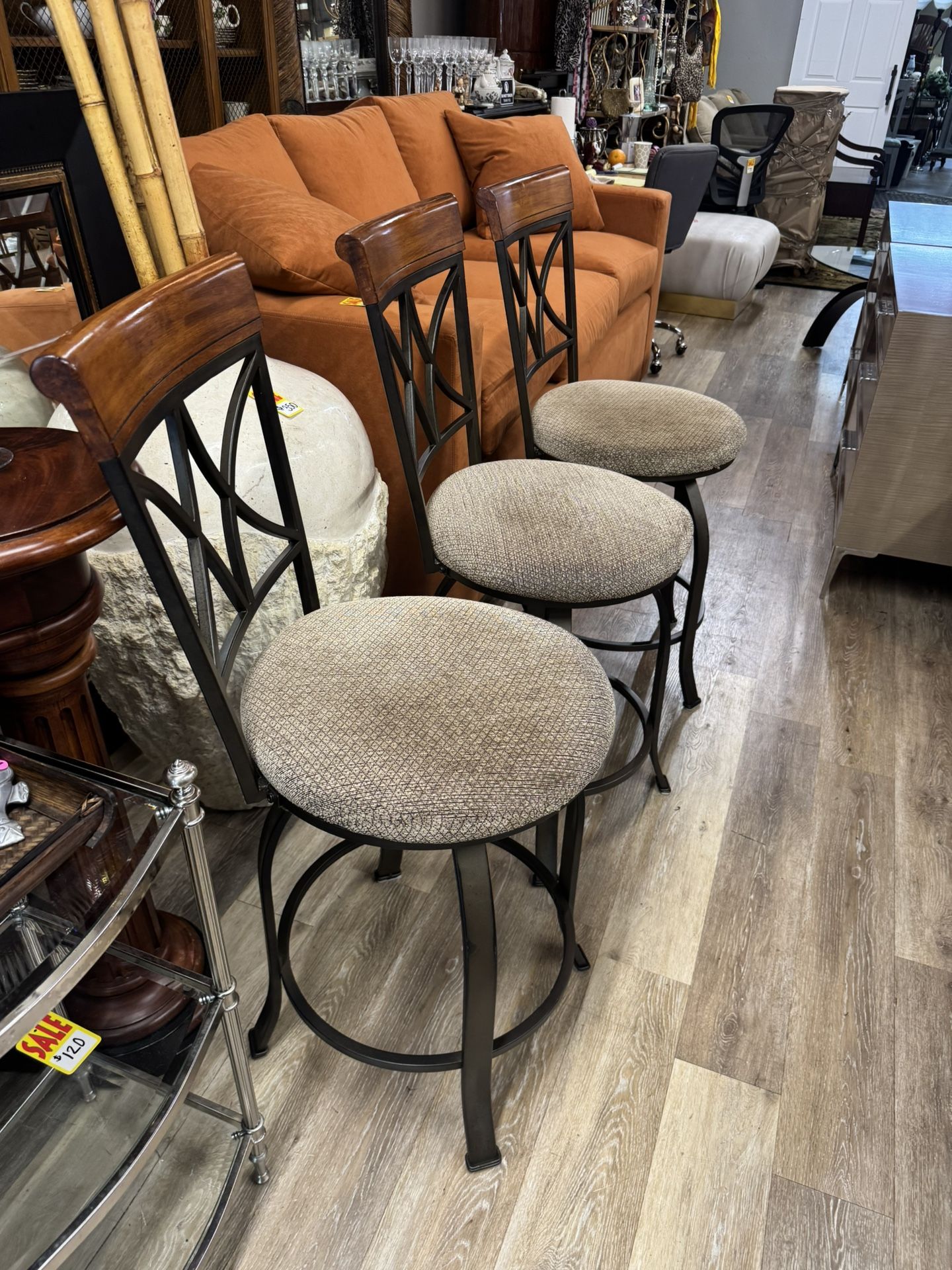 3 Swivel Bar Stools - 24” H - Excellent Condition
