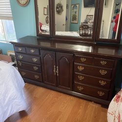 Wooden Dresser With Mirror 