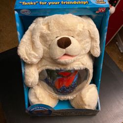 New Doggie Stuffed Anminal With Fish Tank In Middle