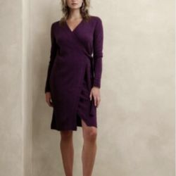 Banana Republic Purple Long Sleeve Wrap Dress