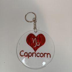 Red  heart handmade zodiac keychain 3 in